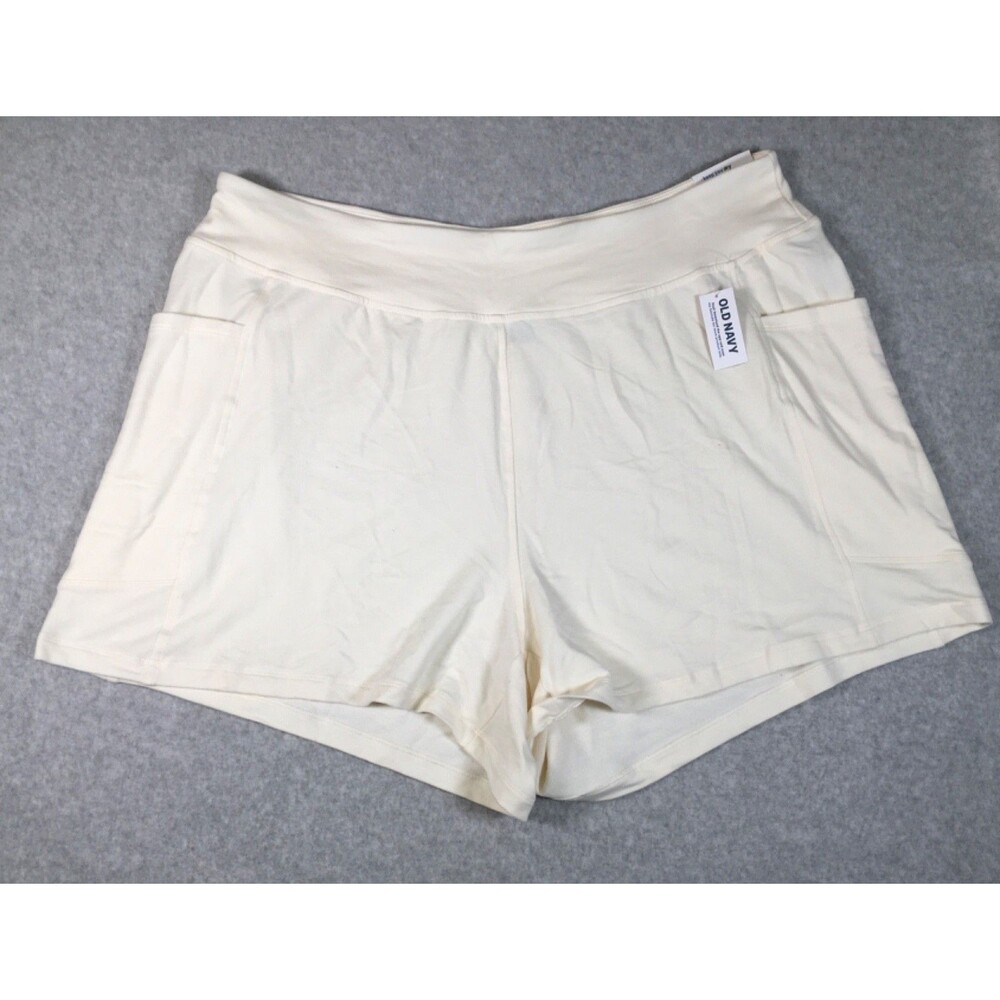 Old Navy High-Rise 4” Inseam Powersoft Athletic Shorts French Terry  | Beige XXL